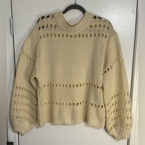 ✨ Vine & Love Open Knit Balloon Sleeve Pullover Sweater Size Small